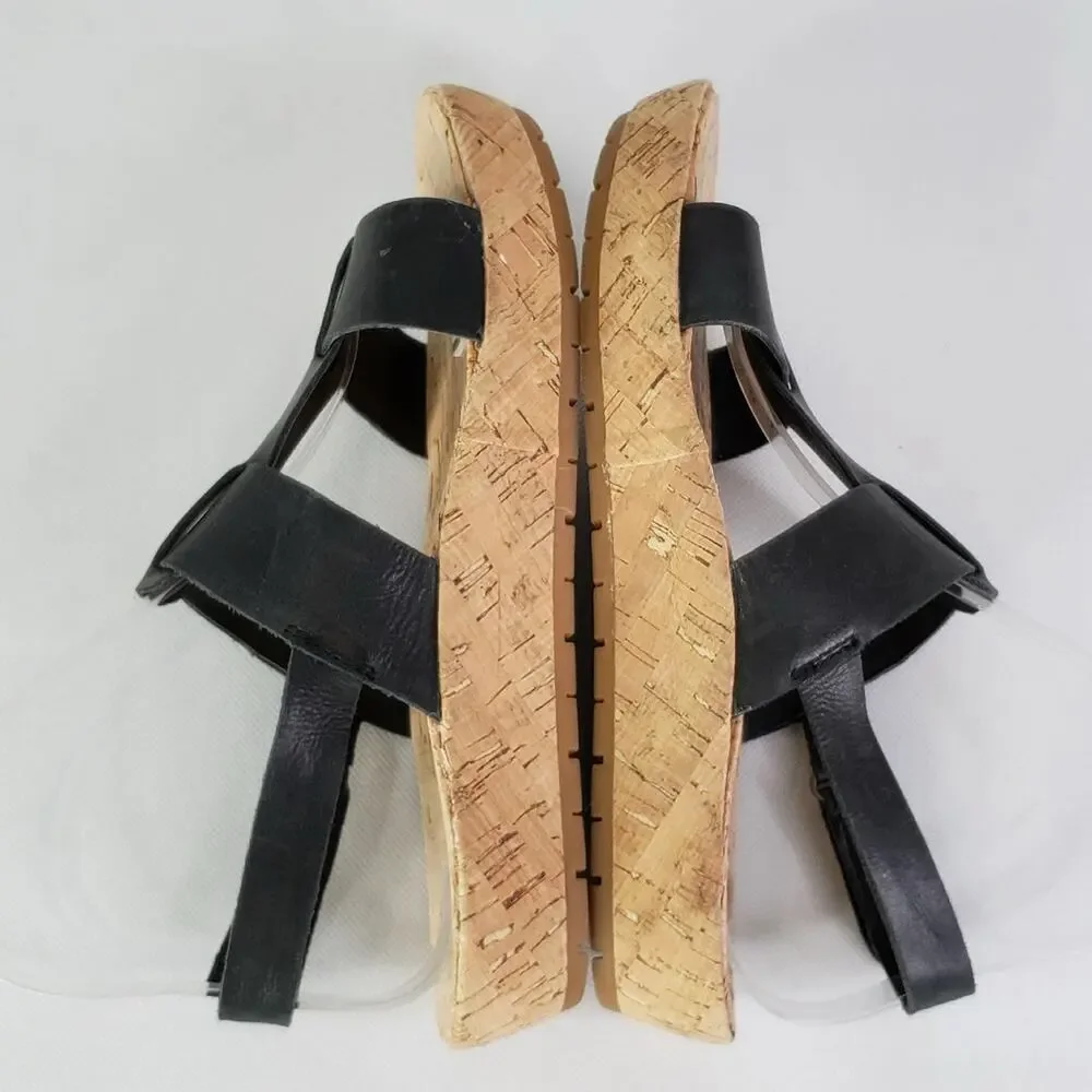 Korks Kork-Ease Yolandi Sandals Size 7 Black Leather Strappy Ankle Strap